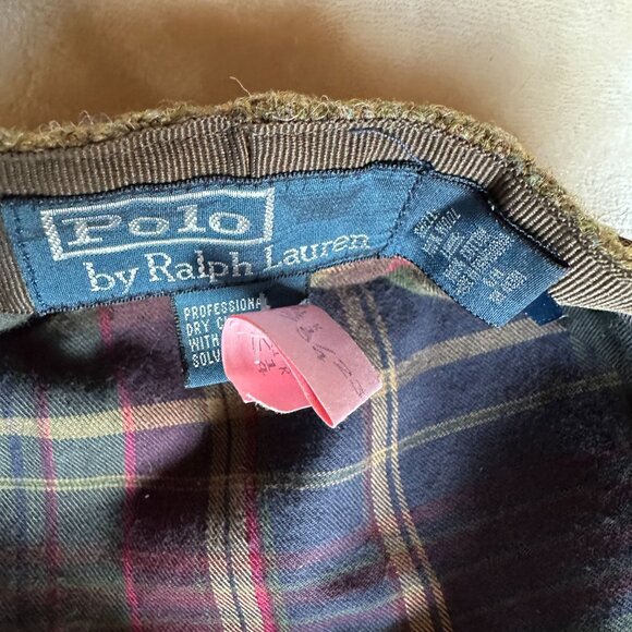 VTG Polo Ralph Lauren Green Brown Windowpane Gents Tweed Cabbie Newboy Hat S/M - Picture 11 of 14
